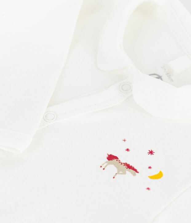 Pyjama b&eacute;b&eacute; sans pieds en coton uni blanc