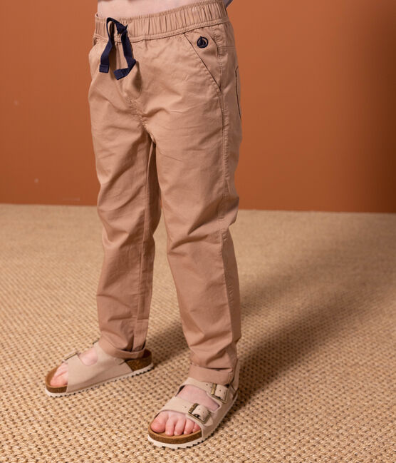 Pantalon regular en serge de coton enfant garçon beige VINTAGE