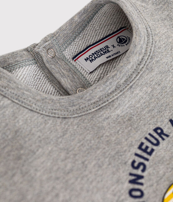 Sweatshirt Monsieur Madame en molleton bébé gris CHATON CHINE