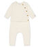 Ensemble deux pièces bébé en coton, laine mérinos et polyester blanc MARSHMALLOW
