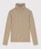 Sous-pull femme en coton uni beige