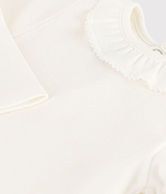 Body manches longues bébé à collerette en coton blanc MARSHMALLOW