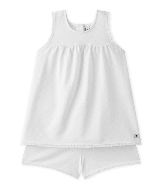 Pyjacourt fille à pois ton sur ton blanc ECUME