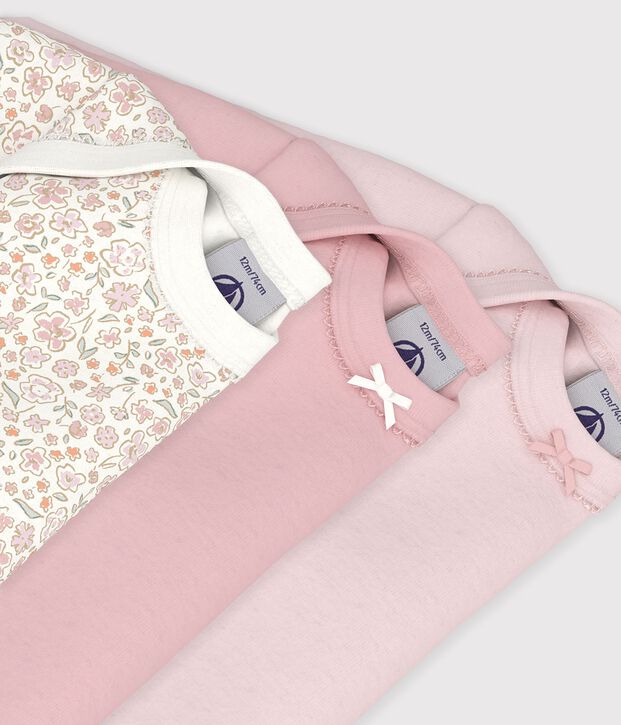 Lot de bodies manches longues en coton imprim&eacute; &agrave; fleurs b&eacute;b&eacute; multicouleur