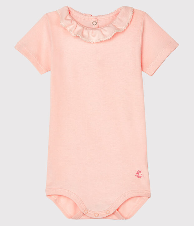 Body b&eacute;b&eacute; fille &agrave; collerette rose