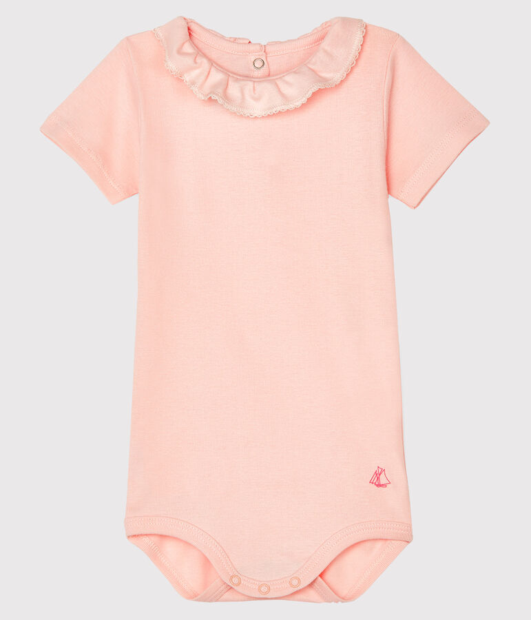 Body b&eacute;b&eacute; fille &agrave; collerette rose MINOIS
