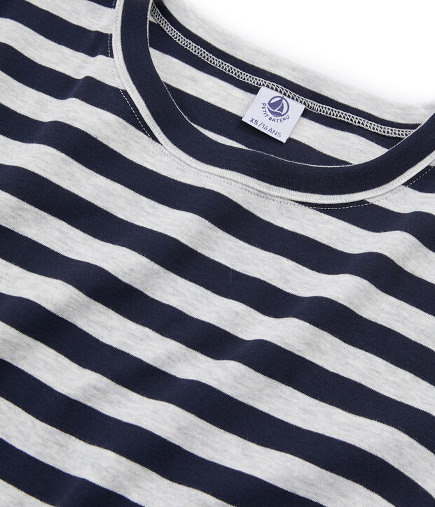 Tee shirt manches courtes iconique femme bleu/gris