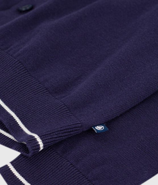 Cardigan enfant en coton uni bleu SOIR