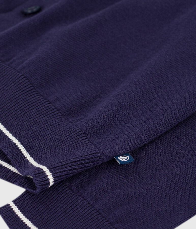 Cardigan enfant en coton uni bleu SOIR