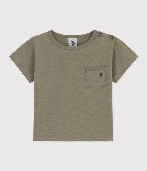 Tee-shirt manches courtes bébé en jersey flammé vert MARECAGE