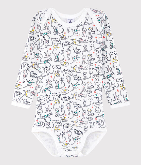 Body manches longues bébé fille blanc MARSHMALLOW/blanc MULTICO