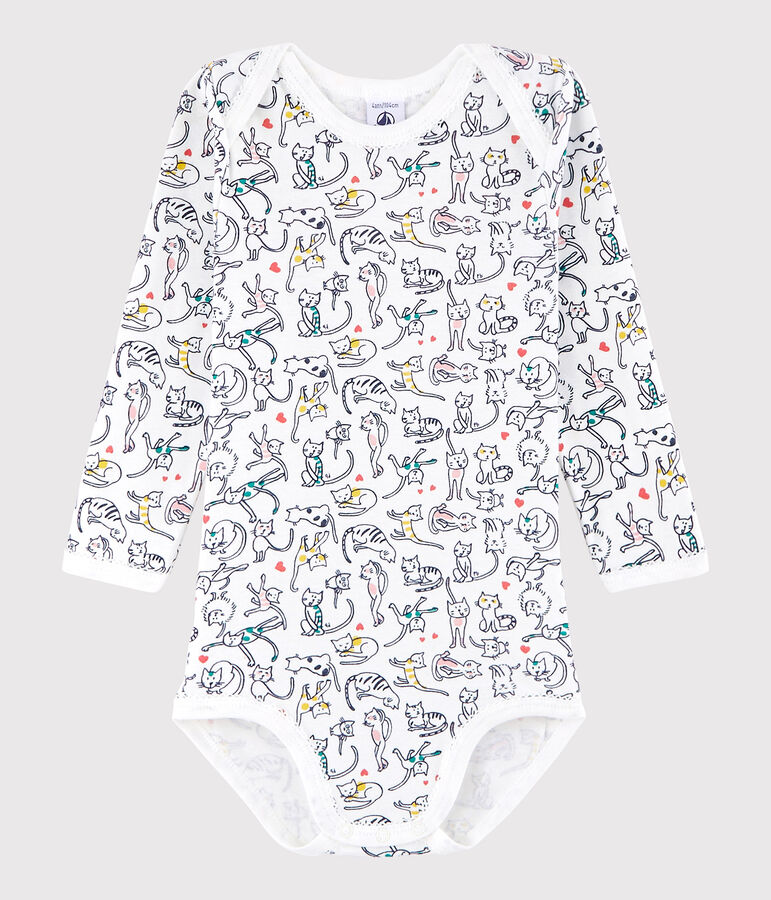 Body manches longues b&eacute;b&eacute; fille blanc/multicouleur