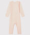 Body jambes longues à rayures bébé en laine et coton rose CHARME/blanc MARSHMALLOW