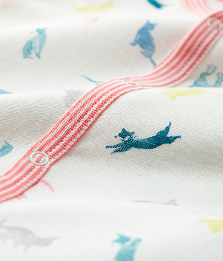 Dors-bien sans pieds petits chats b&eacute;b&eacute; en c&ocirc;te blanc MARSHMALLOW/blanc MULTICO