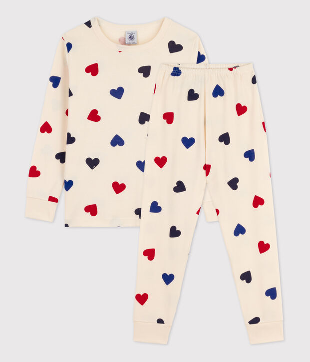 Pyjama en coton enfant &eacute;cru/multicouleur