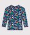 Teeshirt de bain anti uv enfant manche longue imprim&eacute; bleu/multicouleur