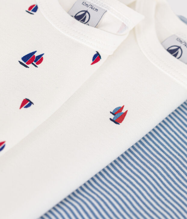 Lot de 3 bodies manches longues imprim&eacute; regata en coton b&eacute;b&eacute; multicouleur