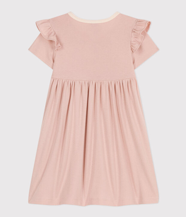 Robe manches courtes en coton enfant fille rose