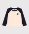 Tee-shirt manches longues en jersey fin enfant garçon blanc AVALANCHE/bleu SMOKING