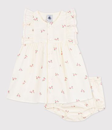 Robe bébé en coton avec son bloomer, imprimés fleurs