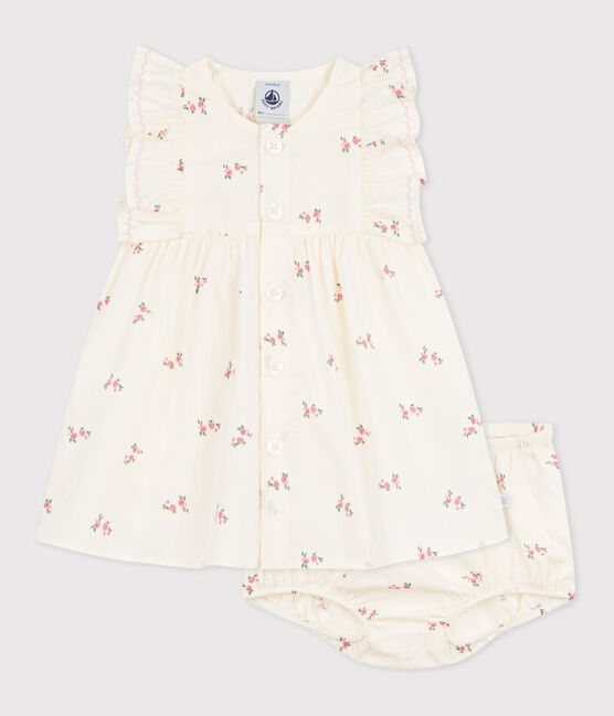 Robe bébé en coton avec son bloomer, imprimés fleurs MILK/ MULTICO