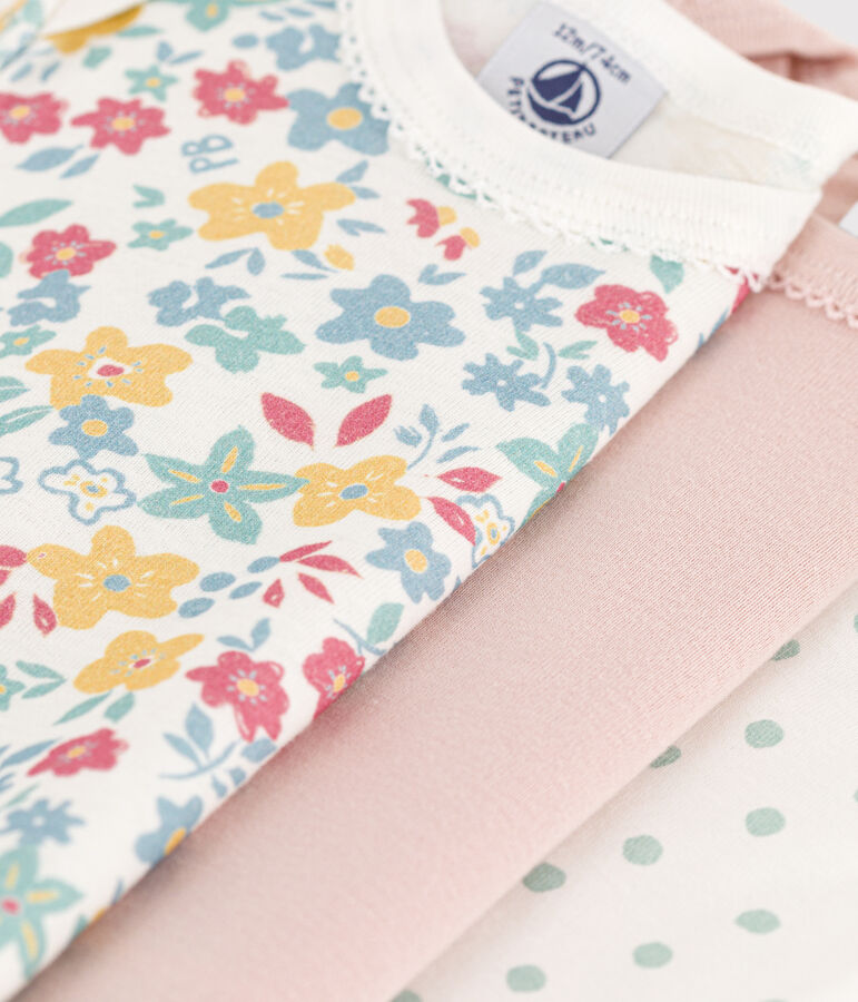 Lot de 3 bodies manches courtes fleurs en coton variante 1