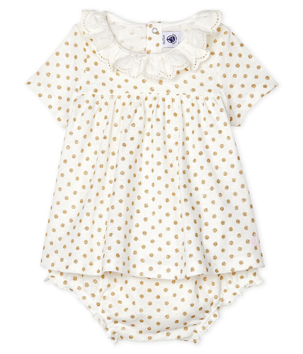 Ensemble deux pi&egrave;ces b&eacute;b&eacute; fille blanc/jaune