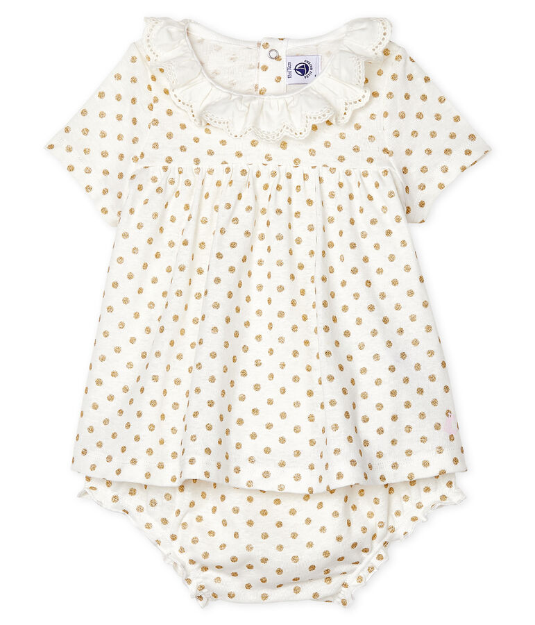Ensemble deux pi&egrave;ces b&eacute;b&eacute; fille blanc MARSHMALLOW/jaune OR