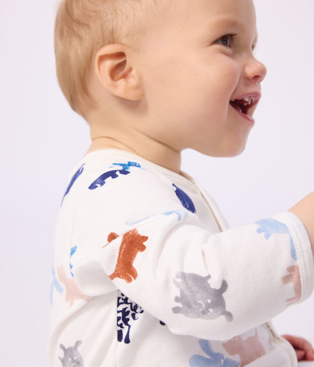 Pyjama b&eacute;b&eacute; en molleton gratt&eacute; imprim&eacute; chien blanc/multicouleur