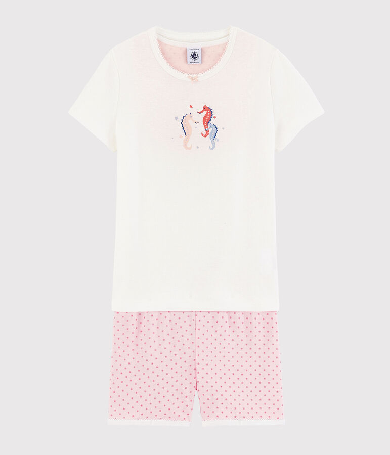 Pyjacourt hippocampes petite fille en coton blanc MARSHMALLOW/rose GRETEL