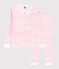 Pyjama snugfit imprimé vagues roses petite fille en coton blanc MARSHMALLOW/rose GRETEL