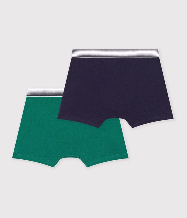 Lot de boxers enfant en coton et &eacute;lasthanne uni multicouleur