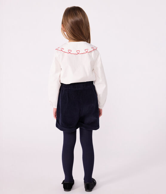 Blouse enfant en popeline de coton manches longues unie blanc ECUME