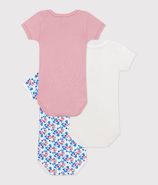 Lot de 3 bodies manches courtes en coton fleuri bébé variante 1