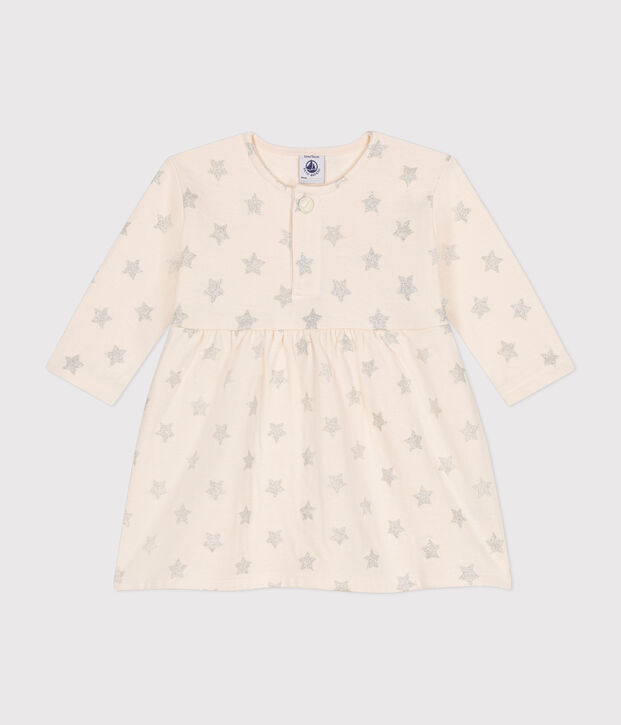 Robe en tubique imprim&eacute; &eacute;toile b&eacute;b&eacute; &eacute;cru/gris