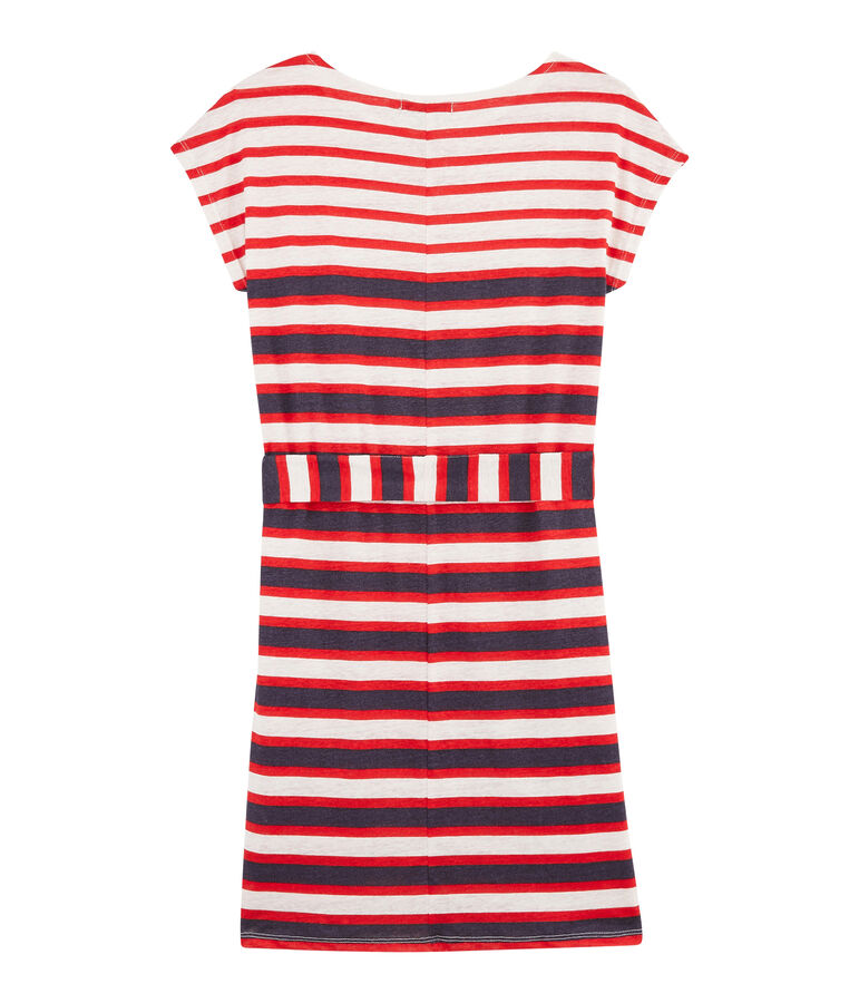 Robe Lin Femme blanc/rouge/bleu