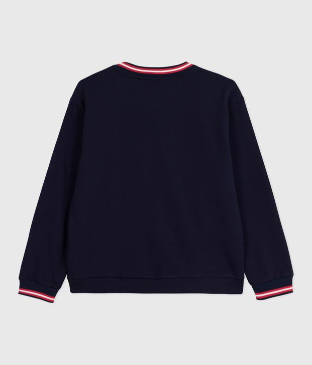 Sweatshirt femme en coton uni bleu