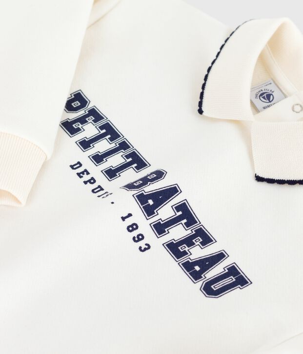 Sweatshirt enfant en coton imprim&eacute; blanc cass&eacute;