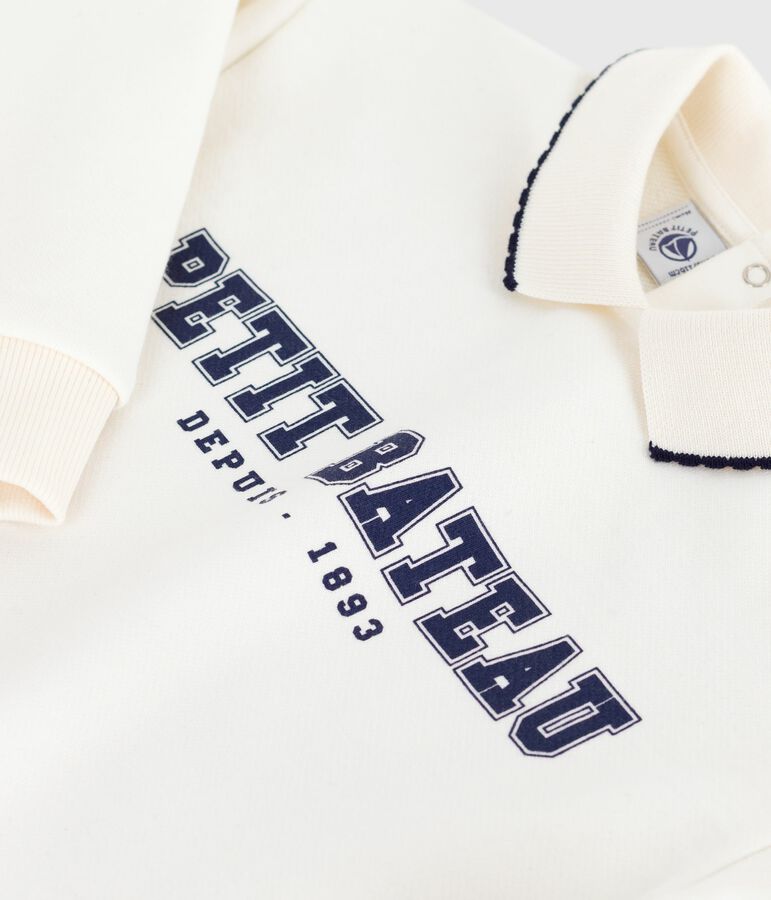 Sweatshirt enfant en coton imprim&eacute; &eacute;cru MILK