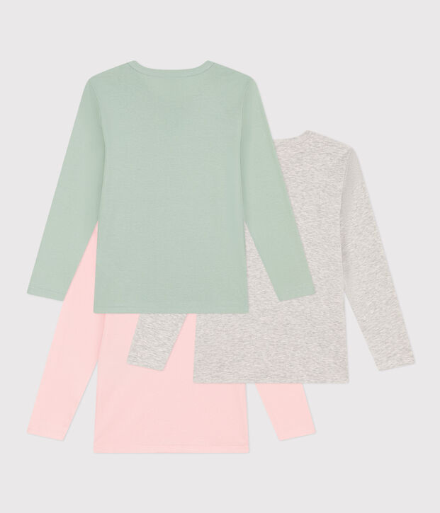 Lot de 3 tee-shirts manches longues en coton petite fille multicouleur
