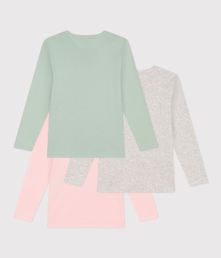 Lot de 3 tee-shirts manches longues en coton petite fille multicouleur