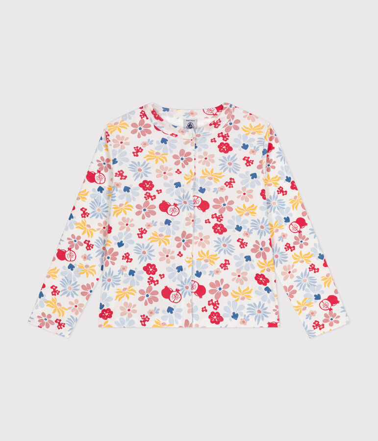 Cardigan en coton enfant fille blanc MARSHMALLOW/blanc MULTICO