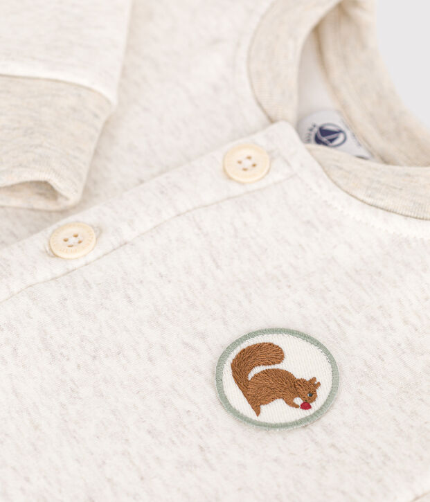 Combinaison longue en molleton doux et chaud b&eacute;b&eacute; beige