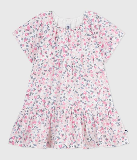 Robe enfant en coton manches courtes imprimée blanc MARSHMALLOW/blanc MULTICO