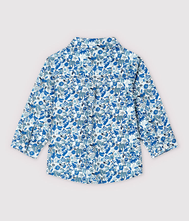 Chemise manches longues en popeline b&eacute;b&eacute; gar&ccedil;on blanc MARSHMALLOW/blanc MULTICO