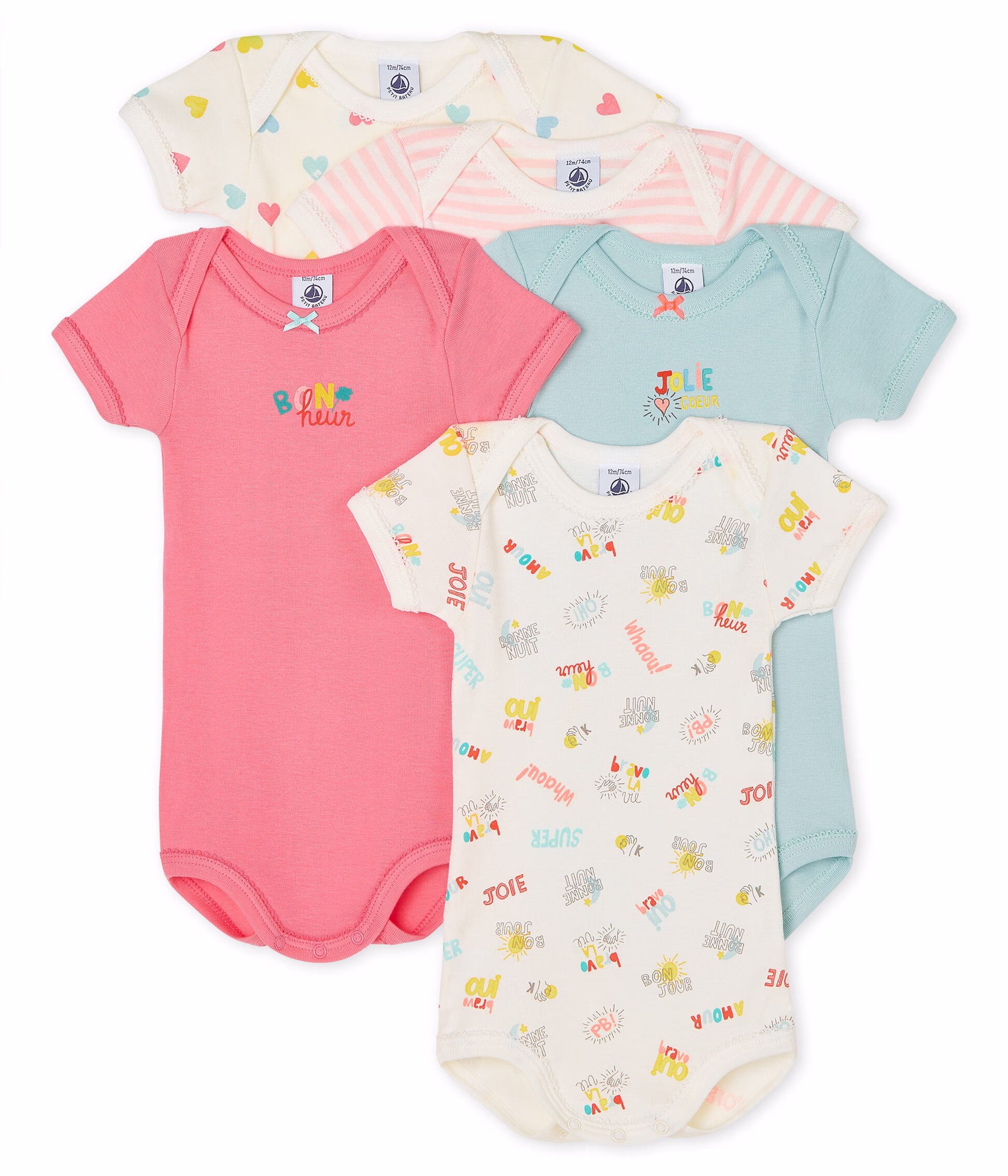Lot de 5 bodies manches courtes b b fille 5371300000