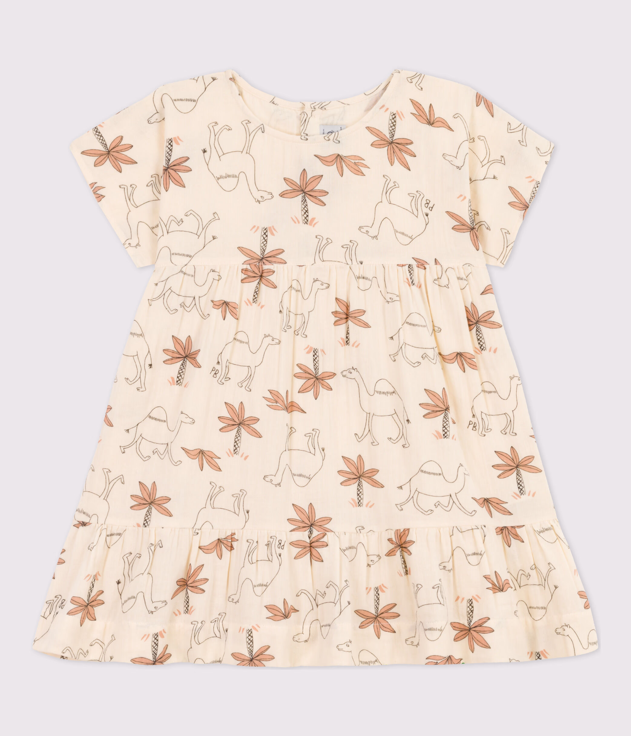 Robe manches courtes en gaze de coton enfant fille AVALANCHE MULTICO Petit Bateau