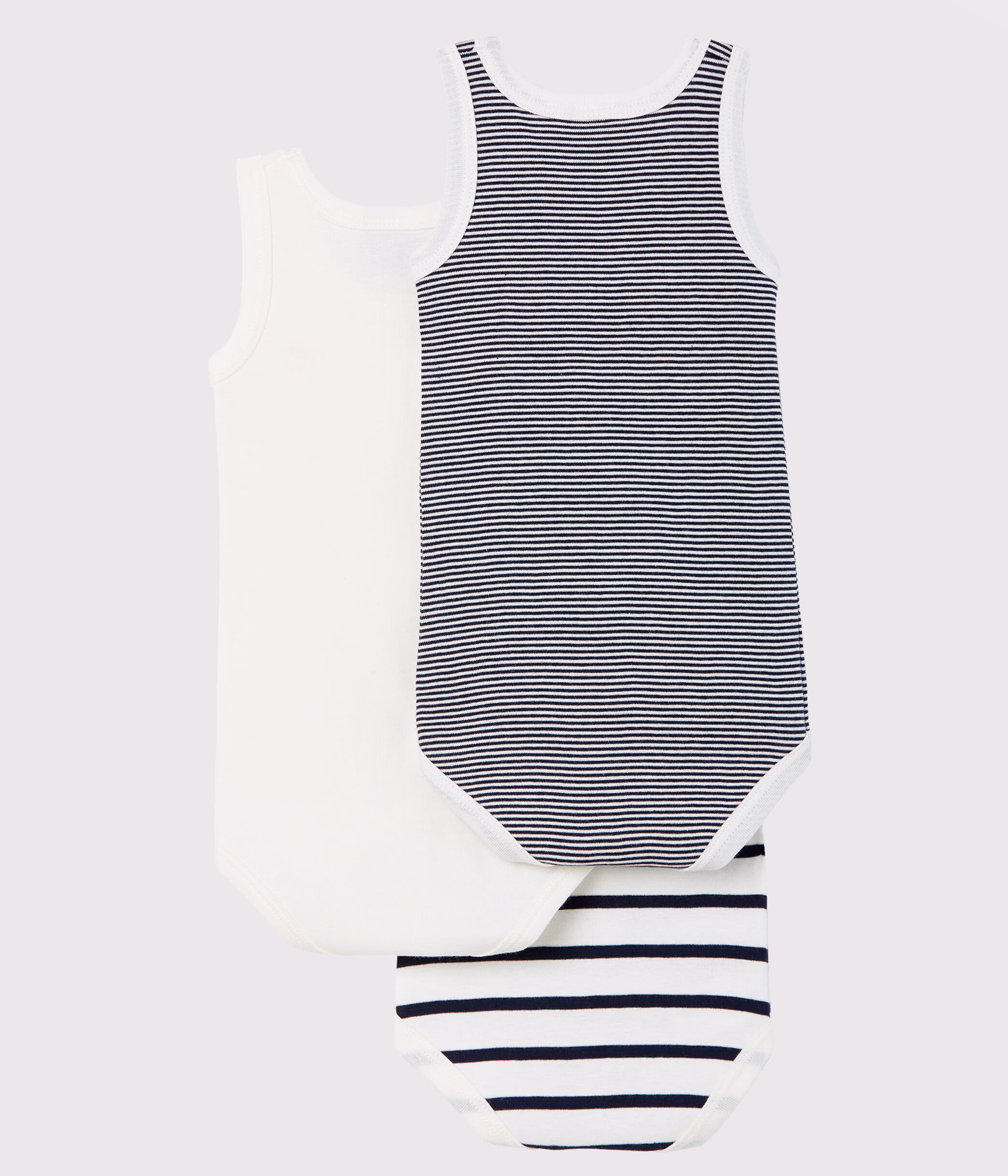 Lot de 3 bodies sans manches b b variante 1 Petit Bateau