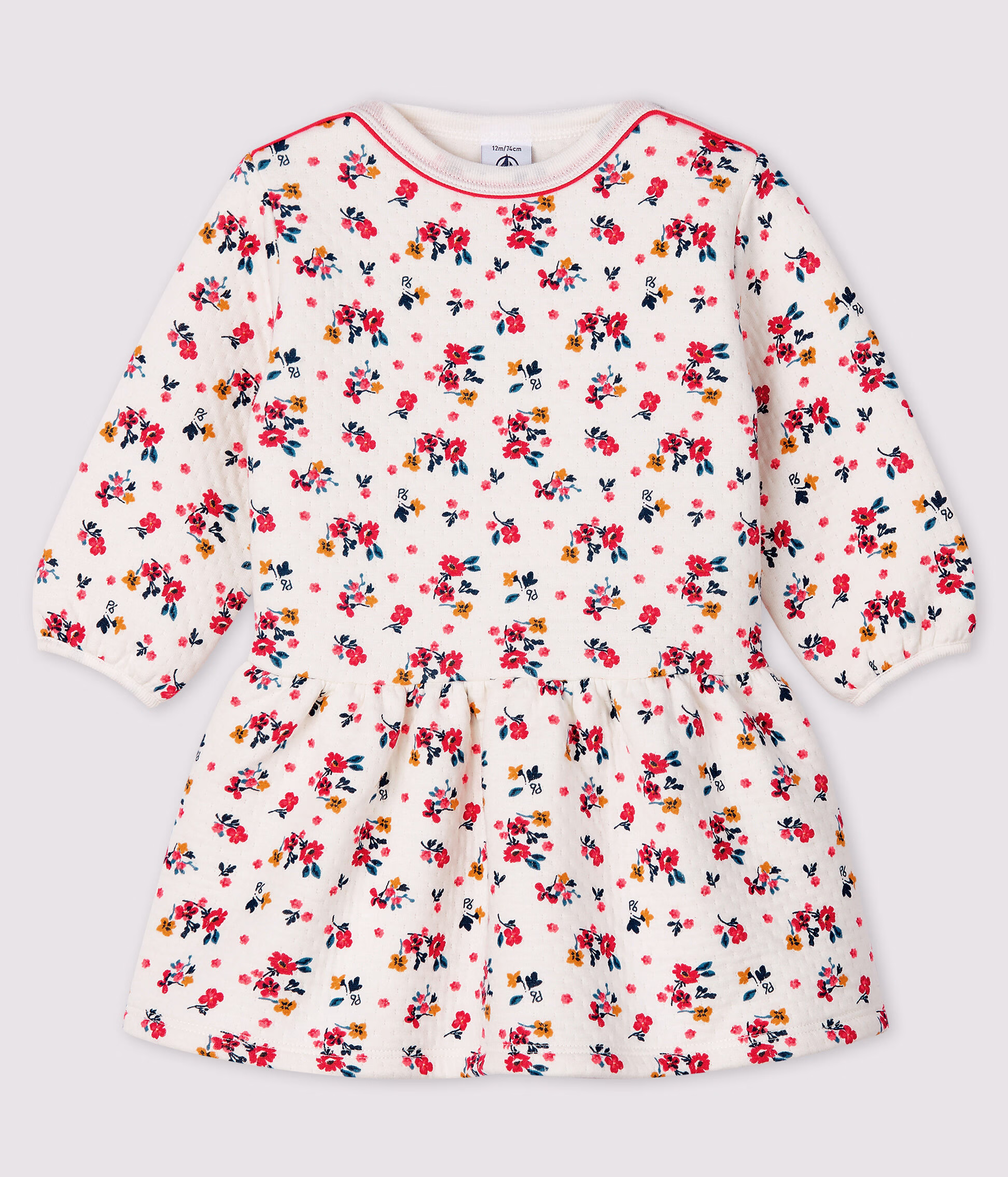 Robe manches longues b b fille MARSHMALLOW MULTICO Petit Bateau