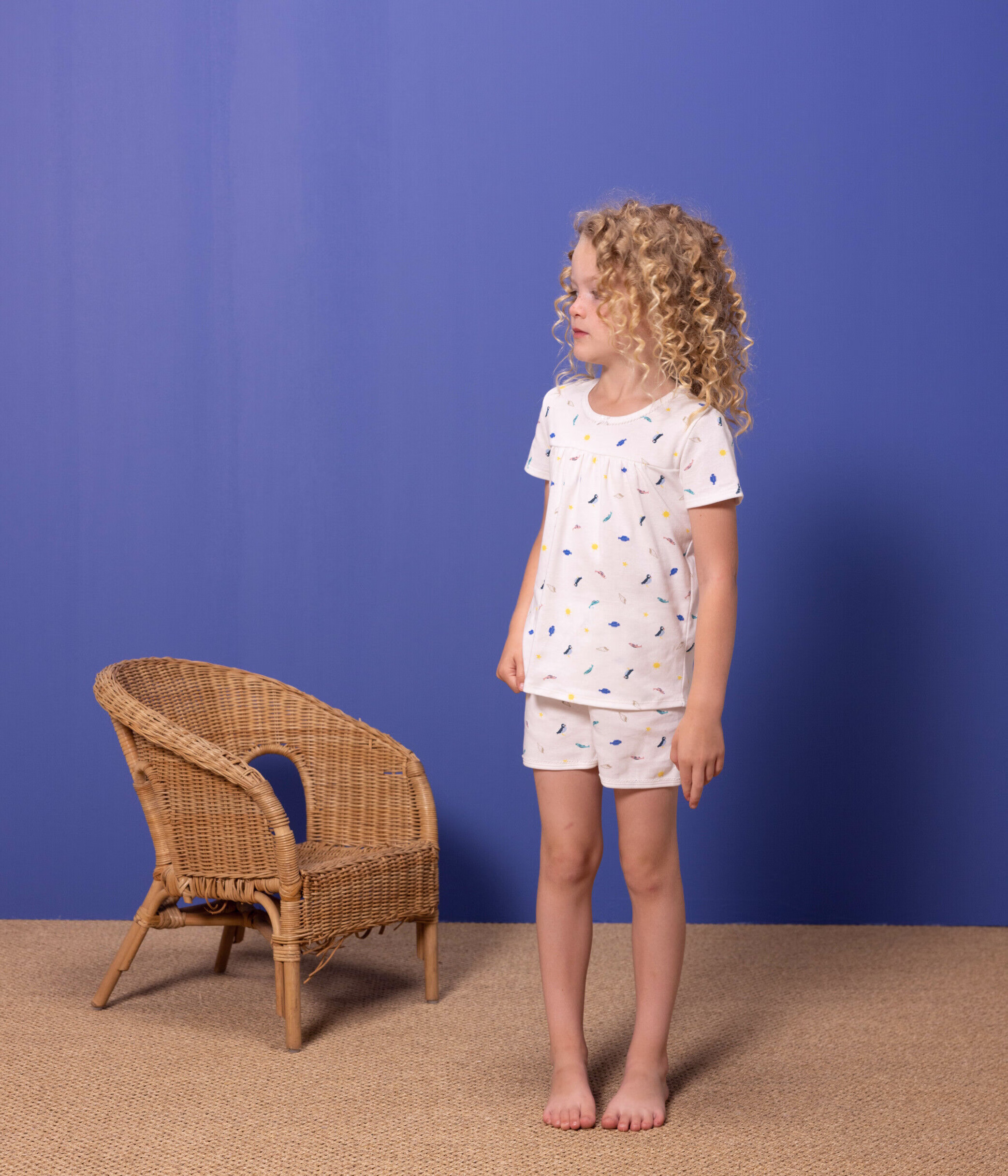 Pyjacourt animaux marins en coton petite fille A06XW01